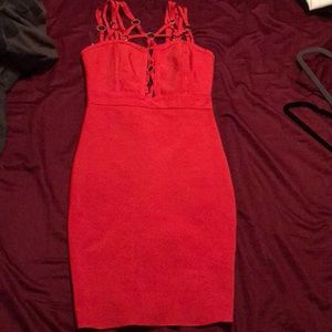NWOT Strappy Red-Orange Bodycon Dress